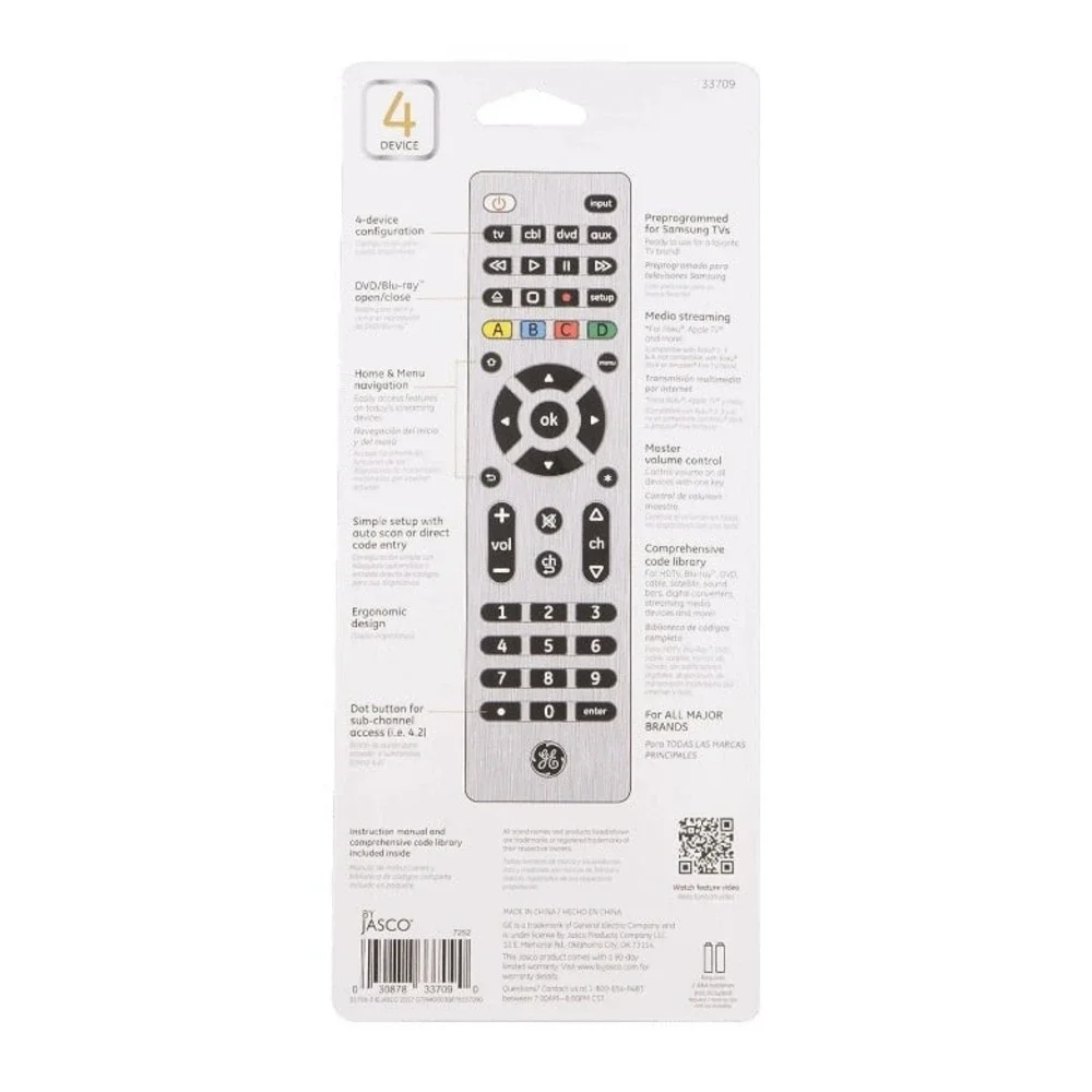 General Electric‎ 33709 4 Device Universal Remote Control - Silver